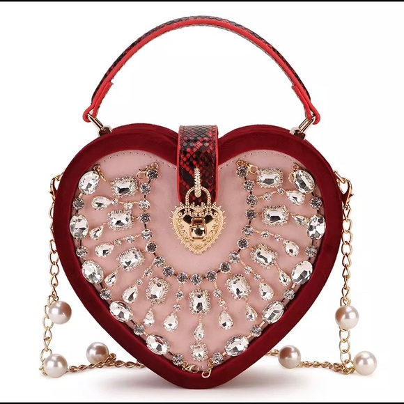 Red Velvet Heart Handbag